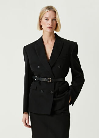 Wardrobe Nyc Kadın Siyah Kruvaze Yün Blazer L -1