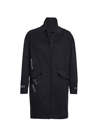 Mier Kadın Stockholm Baskılı Palto Gri M/l -1