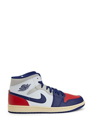 Nike Erkek Air Jordan 1 Mid Beyaz Deri Sneaker 40