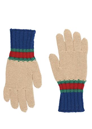 Gucci Çocuk Bej Lacivert Yün Eldiven L -1