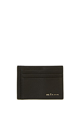 Kiton Erkek Siyah Logo Detaylı Deri Kartlık -1