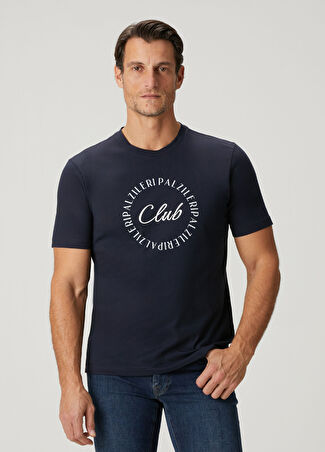 Pal Zileri Erkek Lacivert Logo Baskılı T-Shirt 50 It