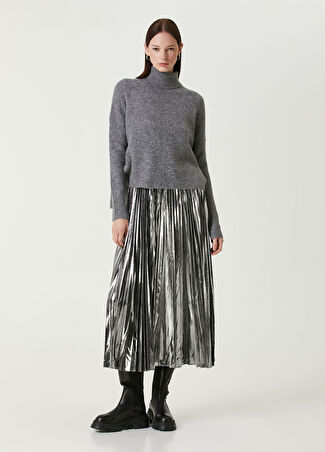 Allsaints Kadın Spark Gri Pileli Midi Elbise L