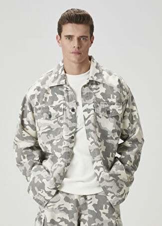 Beymen Club Erkek Haki Kamuflaj Desenli Oversized Denim Ceket S -1
