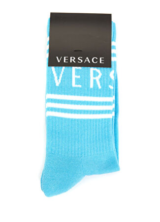Versace Kadın Logo Detaylı Çorap Mavi S