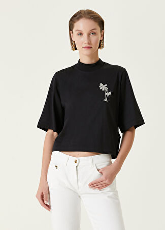 Palm Angels Kadın Siyah Logolu T-Shirt Xs