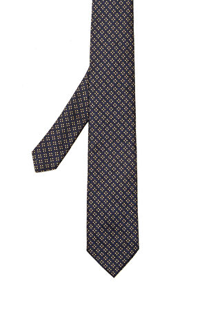 Zegna Erkek Siyah Beyaz Ipek Kravat