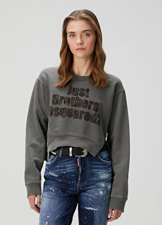 Dsquared2 Kadın Koyu Gri Baskılı Sweatshirt M