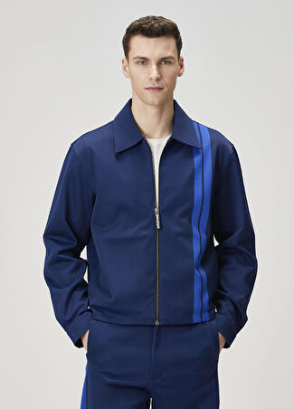 Palm Angels Erkek Mavi Polo Yaka Sweatshirt S