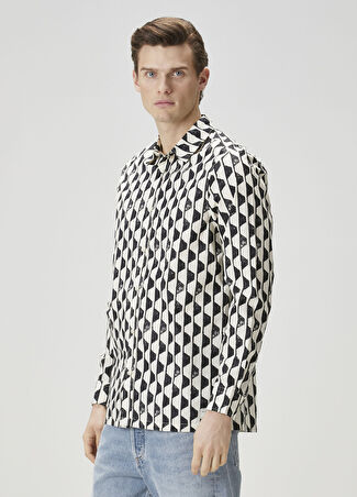 Scotch&Soda Erkek Regular Fit Siyah Beyaz Geometrik Desenli Gömlek S