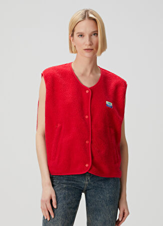 American Vintage Kadın Kırmızı Polar Yelek M/l -1