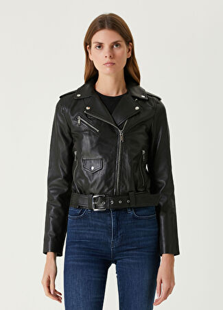 Michael Michael Kors Michael Kors Kadın Siyah Deri Biker Ceket Xs