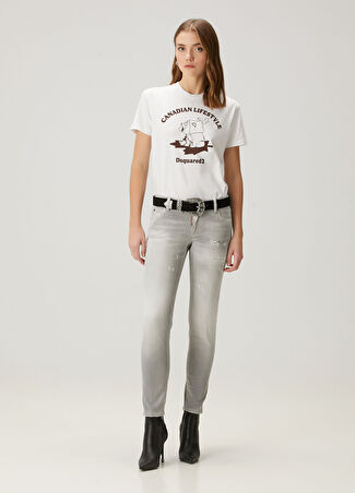Dsquared2 Kadın Jennifer Gri Skinny Jean Pantolon 36 It