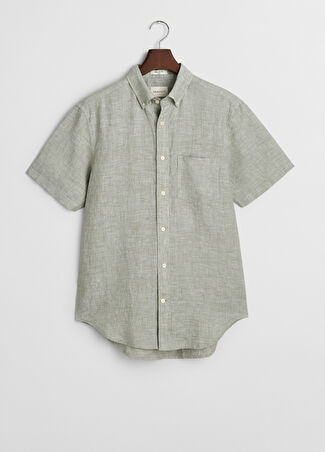 Gant Erkek Yeşil Düğmeli Yaka Regular Fit Kısa Kollu Gömlek L - 1