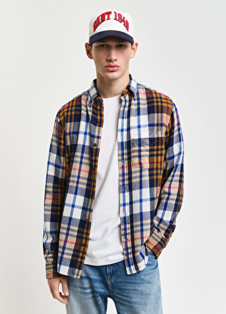 Gant Erkek Bej Kareli Logolu Regular Fit Gömlek 3xl -1