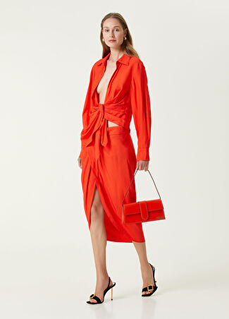 Jacquemus Kadın Saudade Turuncu Drapeli Midi Etek 34 It