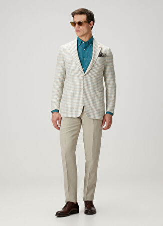 Isaia Erkek Bej Keten Pantolon 52 It