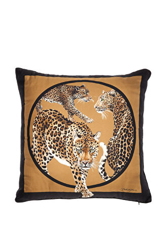 Dolce&gabbana Leopar Desenli 45x45 Cm İpek Dekoratif Yastık Kahverengi -1