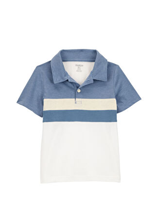 Oshkosh Erkek Çocuk Mavi Gömlek Yaka Kısa Kollu T-shirt 4 Yaş -1