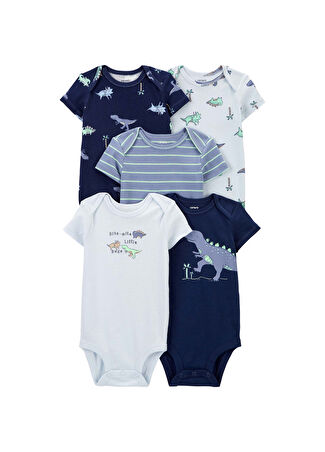 Carter's Erkek Bebek Mavi Kısa Kollu 5'li Body Seti Yenidoğan -1