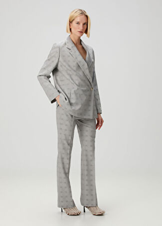 Kenzo Kadın Weave Flared Gri Yün Pantolon 34 It