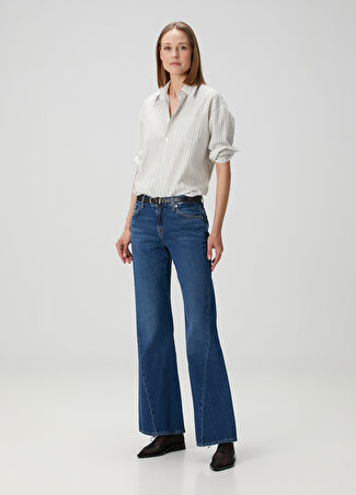7 For All Mankind Kadın Slim Illusion Mavi Flared Jean Pantolon 26 Us -1