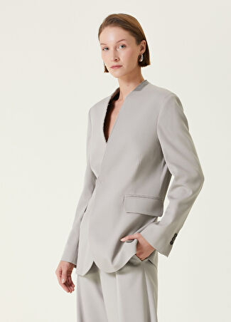 Mm6 Maison Margiela Kadın Gri Kruvaze Blazer 42 It