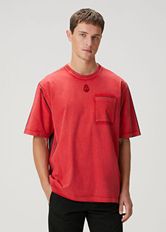 Mcqueen Erkek Kırmızı Colorblocked Detaylı T-Shirt S