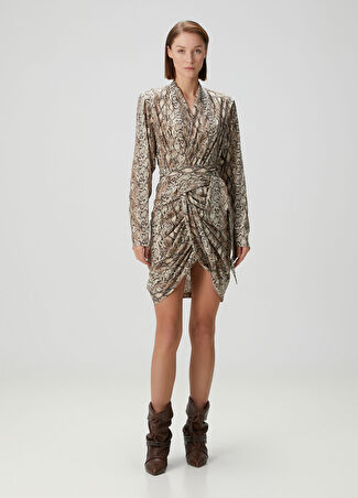 Isabel Marant Kadın Cleora Yılan Baskılı Mini Elbise 34 Fr