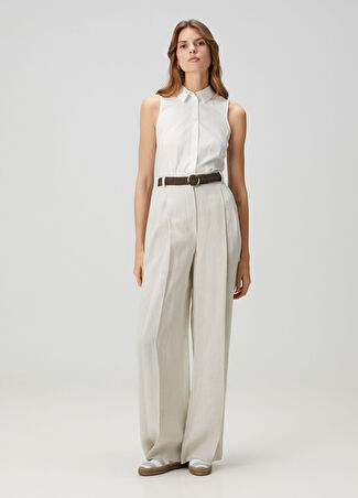 Brunello Cucinelli Kadın Keten Pantolon Bej 34 It