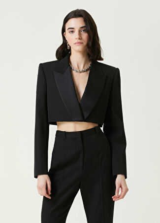 Mcqueen Kadın Siyah Crop Yün Ceket 42 It