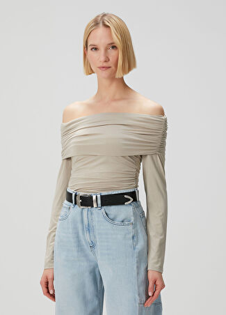 Rag&bone Kadın Luca Vizon Düşük Omuzlu Bluz Bej L