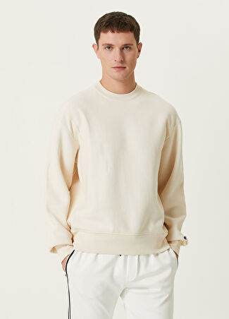 Champion Erkek Krem Logo Nakışlı Sweatshirt Bej Xs