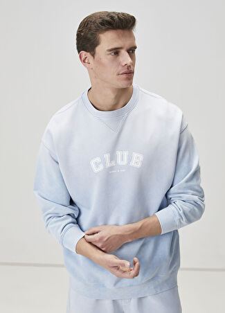 Beymen Club Club Erkek Logo Baskılı Oversized Sweatshirt Mavi L