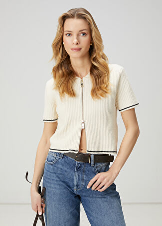 Beymen Club Kadın Ekru Crop Polo Hırka Bej Xl -1