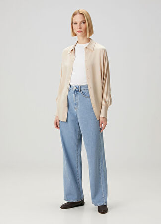 Rohe Kadın Mavi Wide Leg Jean Pantolon 38 Fr