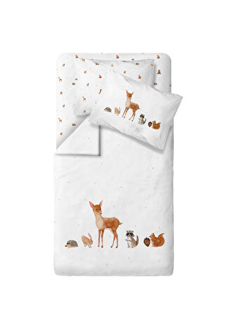 Casadora Baby Forest Amigos %100 Organik Pamuk Saten Bebek Nevresim Takımı 100 X 150 Cm Kahverengi -1