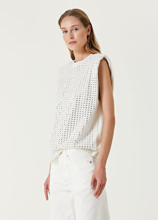 Golden Goose Kadın Beyaz İşlemeli T-Shirt S