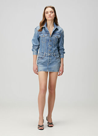 T By Alexander Wang Kadın Mavi Mini Denim Elbise 6 Us