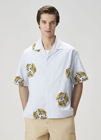 Kenzo Erkek Verdy Kaplan Desenli Hawaii Gömlek Mavi Xs