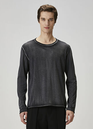 Helmut Lang Erkek Siyah Dekoratif Dikişli Uzun Kollu T-Shirt S