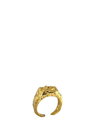 Linya Jewellery Kadın Deka Amorf Dikdörtgen Parlak Gold Gümüş Rengi Yüzük Altın