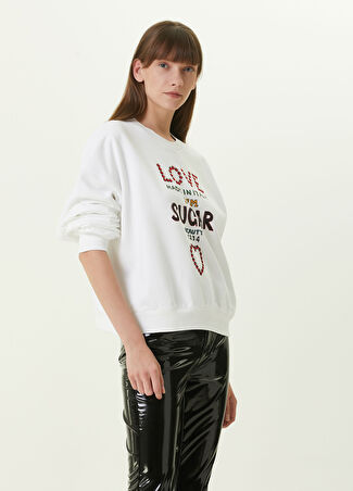 Dolce&gabbana Kadın Beyaz Logolu Sweatshirt 42 It