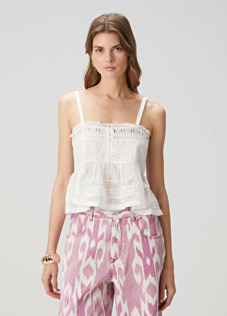 Etoile Isabel Marant Kadın Denys Beyaz Nakışlı Bluz 34 Fr