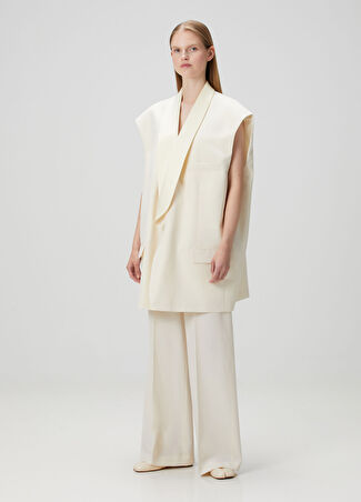 Mm6 Maison Margiela Kadın Krem Wide Leg Pantolon Bej 42 It