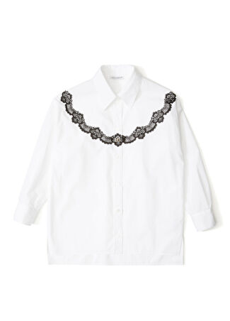 Dolce&gabbana Kız Çocuk Beyaz Dantel İşlemeli Gömlek 6 Yaş