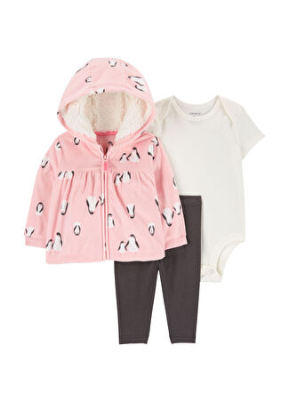 Carter's Kız Bebek Fermuarlı Hırka Body Ve Pantolon 3'lü Set 12 Ay -1