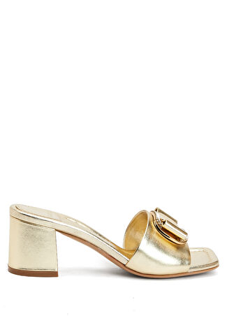 Ferragamo Kadın Gold Deri Terlik Altın Rengi 38.5 -1