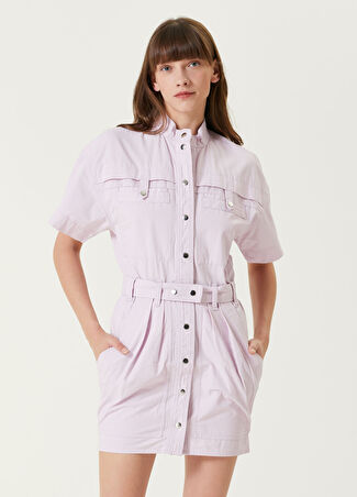 Etoile Isabel Marant Kadın Dik Yaka Mini Elbise Mor 34 Fr
