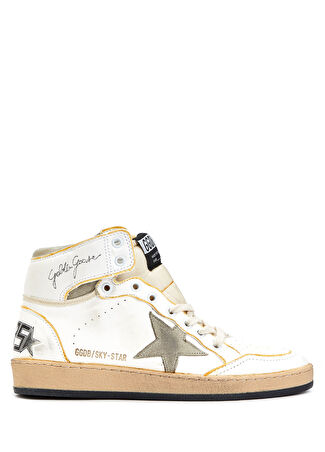 Golden Goose Erkek Sky-star Bej Beyaz Deri Sneaker 39